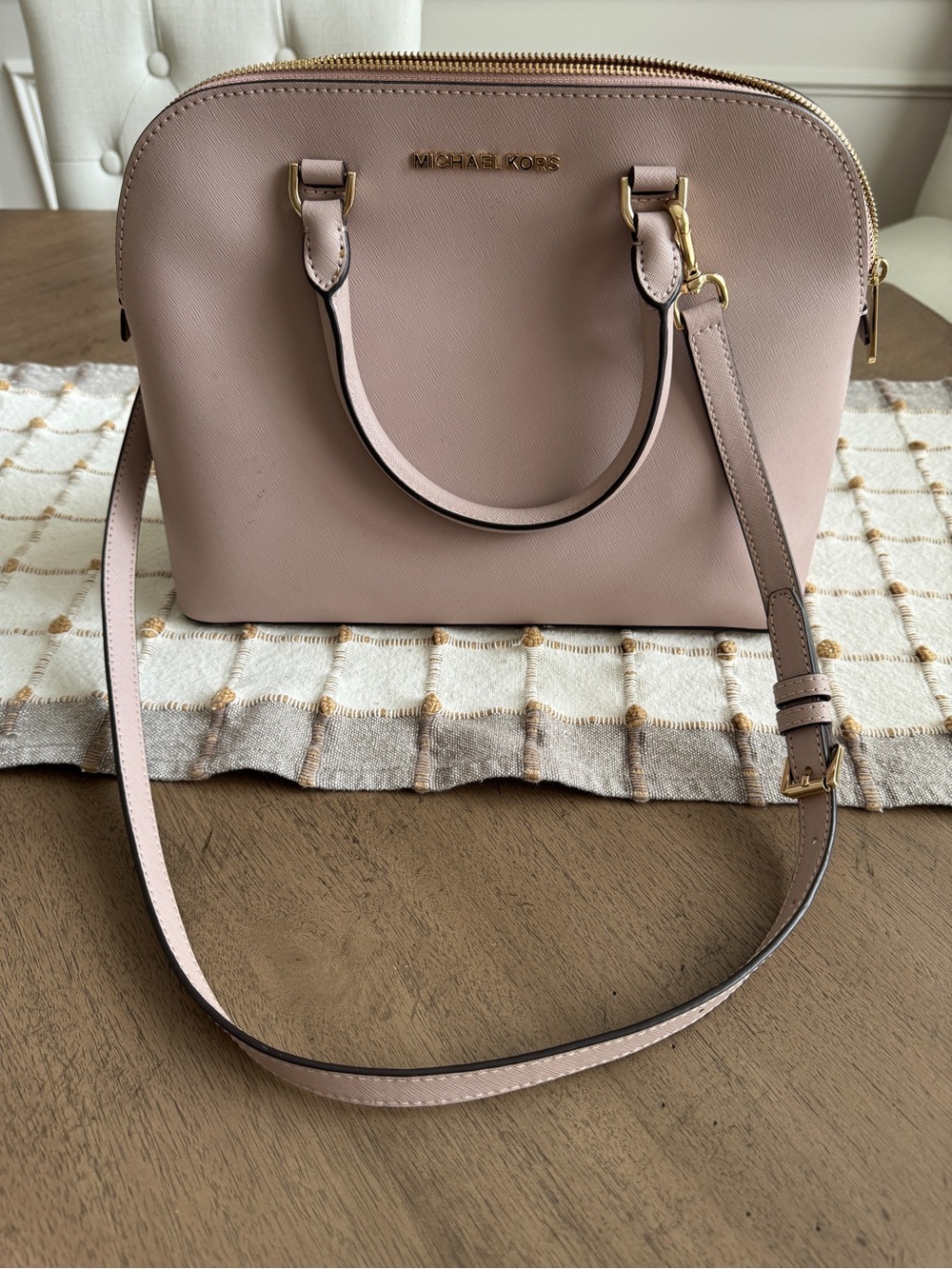 Michael Kors Blush Dome Satchel with Detachable Strap